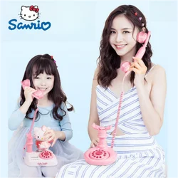 Sanrio Kawaii Antique Decoration Wired Landline Anime Hello Kitty Cute Retro Without Battery Girl Heart Pink Creative Gifts Toys