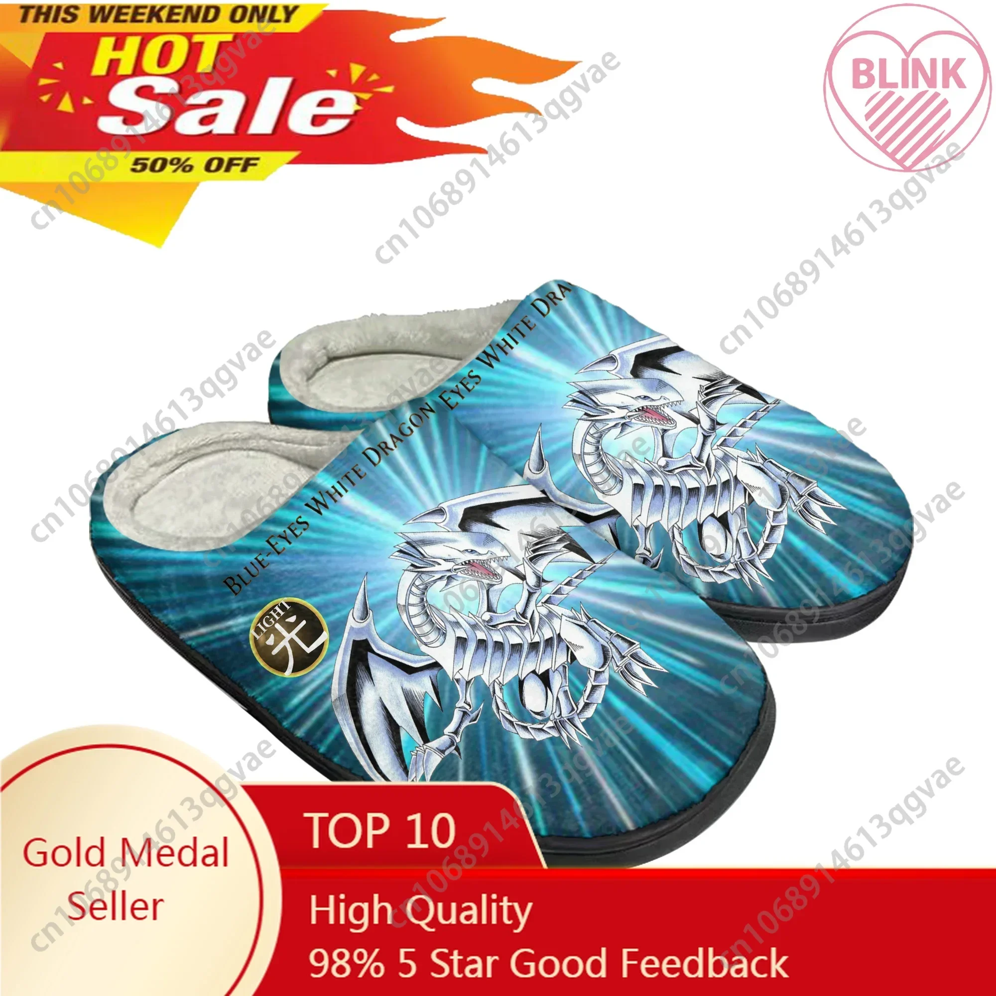 

Yu-Gi-Oh Seto Kaiba Blue Eyes White Dragon Home Cotton Custom Slippers Mens Womens Sandals Plush Keep Warm Shoes Thermal Slipper