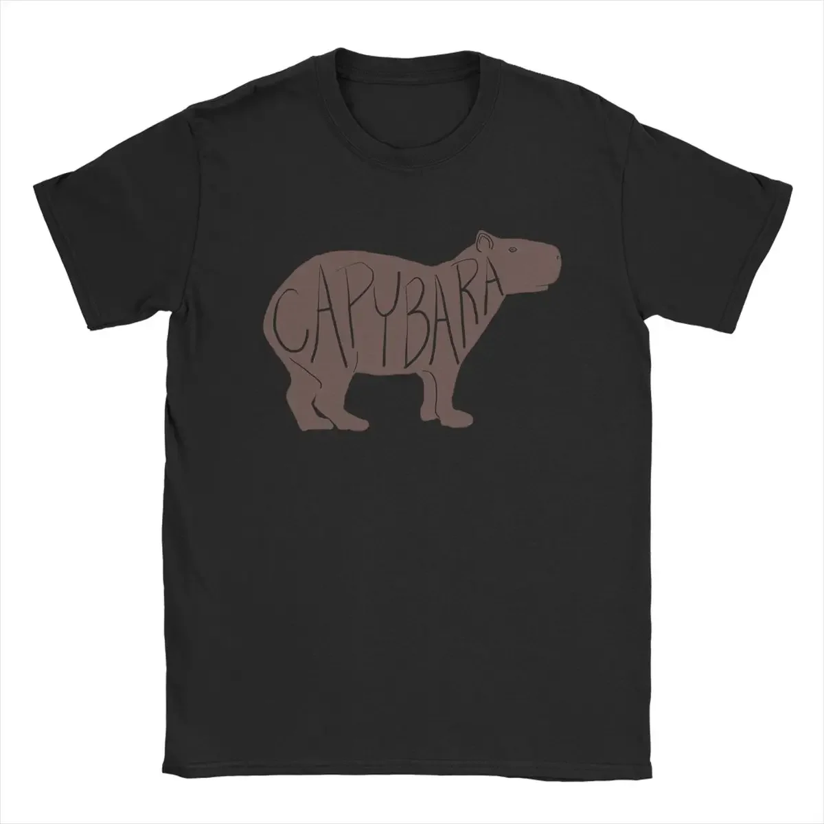 Men's T-Shirt Capybara Vintage Cotton Tees Short Sleeve T Shirt Round Neck Clothes Classic