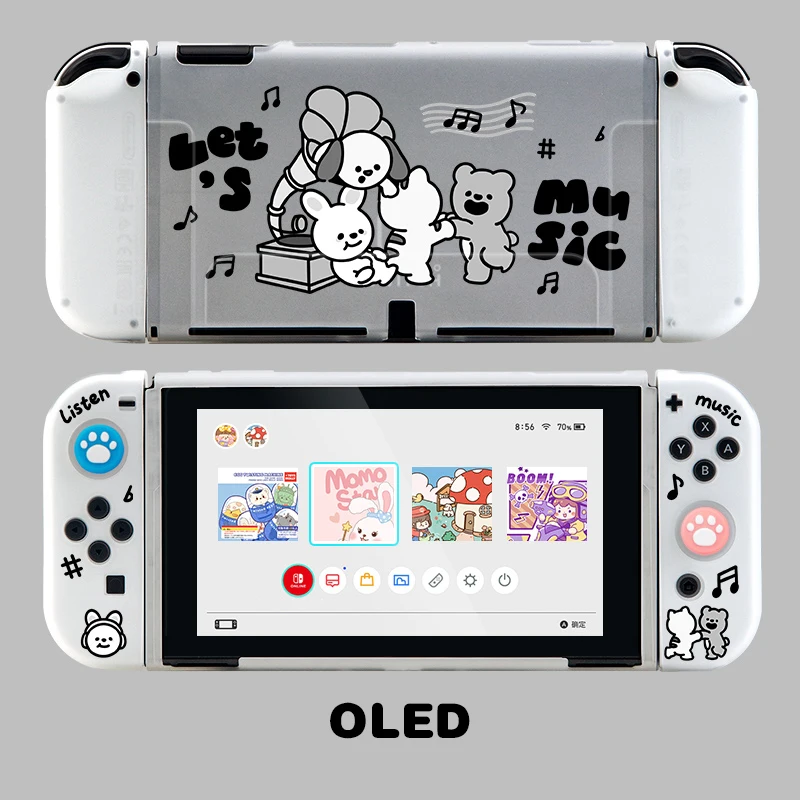 Anime Funda Nintendo Switch OLED Protective Case Soft TPU White Cover JoyCon Controller Game Housing Switch OLED Accessories