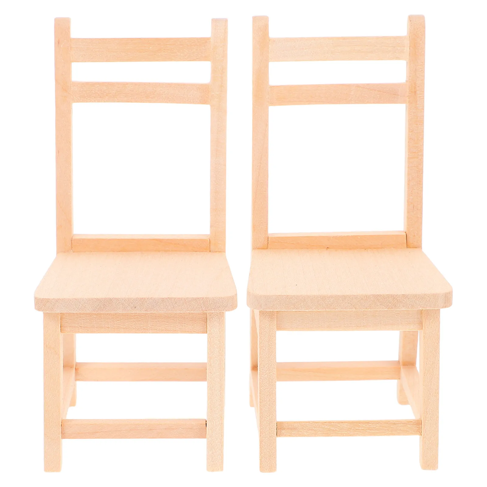 

2Pcs Mini Wooden Chair Thickened Solid Wood Micro Furniture for Dollhouse Living Room Decor Desktop Ornament Craft Supply