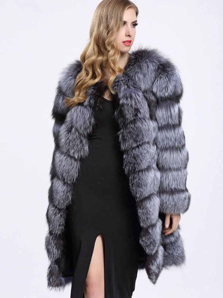 ZADORIN Furry Silver Fox Faux Fur Coat Women Luxury Winter Thick Warm Long Faux Fur Jackets and Coats Ladies Overcoat Streetwear