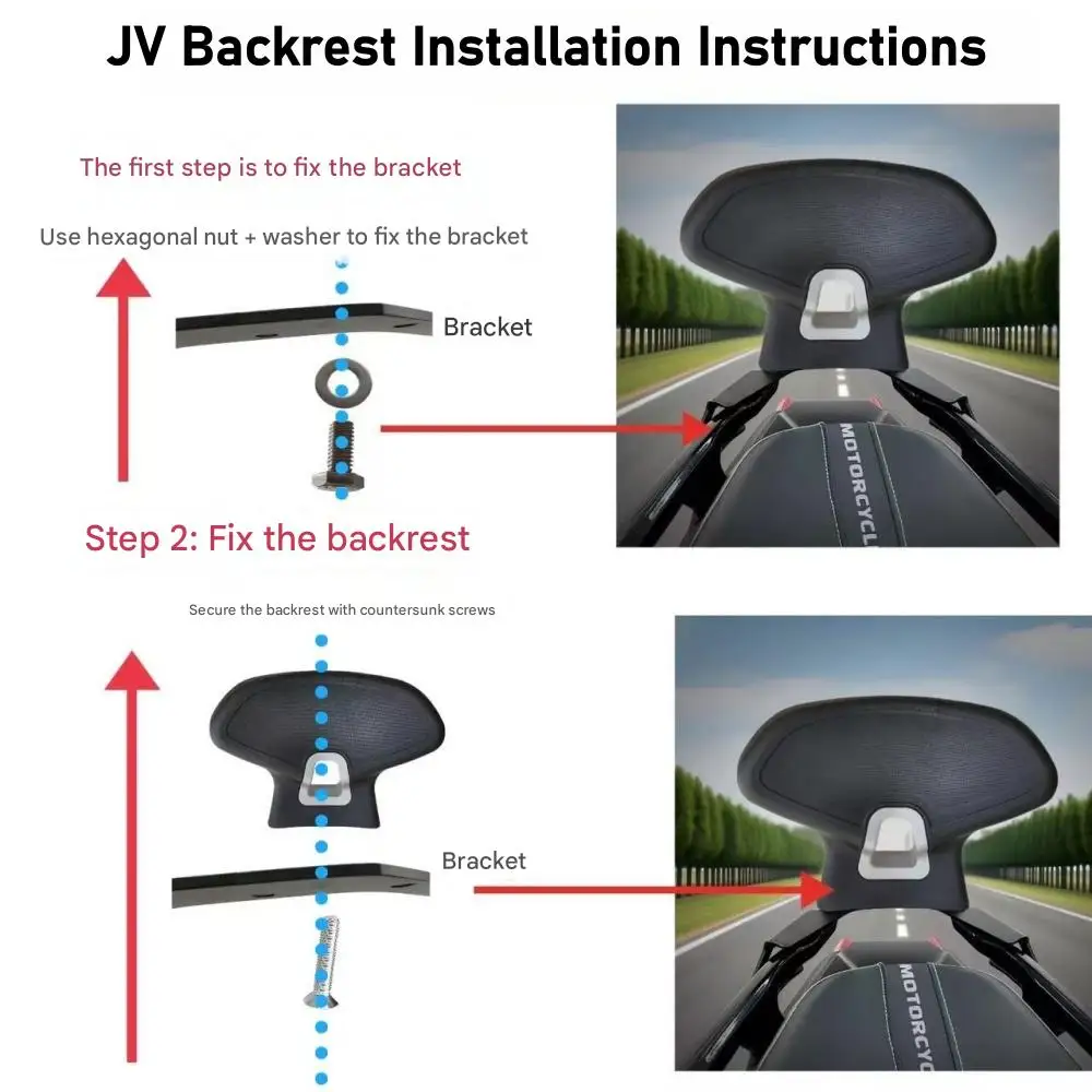 For SYM ADXTG 400 special modification accessory the aluminum backrest of the model JV is used Comfort support for rear rider