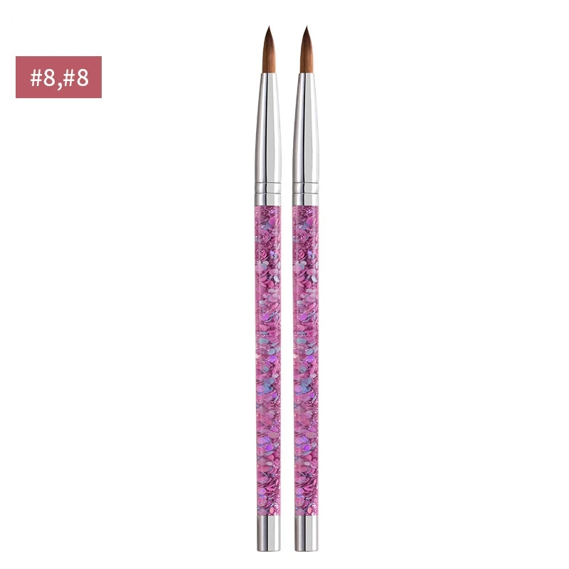 Pink transparent flowing liquid glitter quicksand rod mink fur animal hair nail art crystal pen nail brush