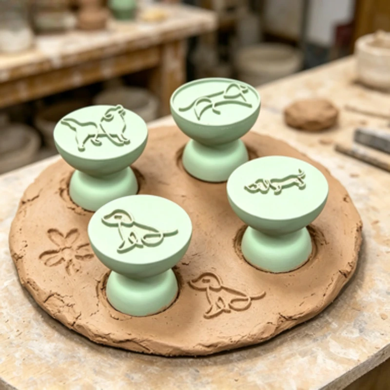 4Pcs Puppy Clay Stamp Set Dog Line Art Embossing Mold Pottery Clay Pattern Tools for Handmade Craft Art Class Studio Supplies
