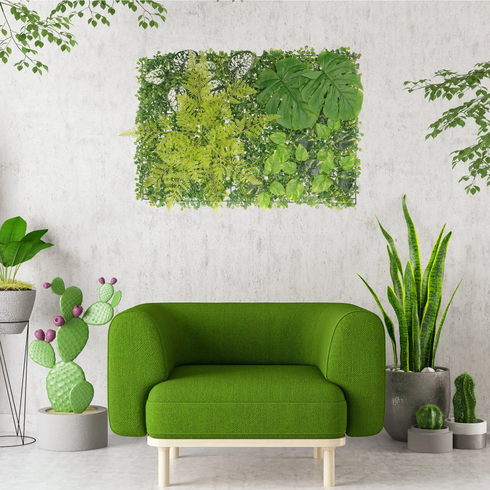 

Artificial Grass Panel Decoration Green Backdrop Outdoor Plants Screen Interlocking Turf Background Faux Plant Decor Home Garden