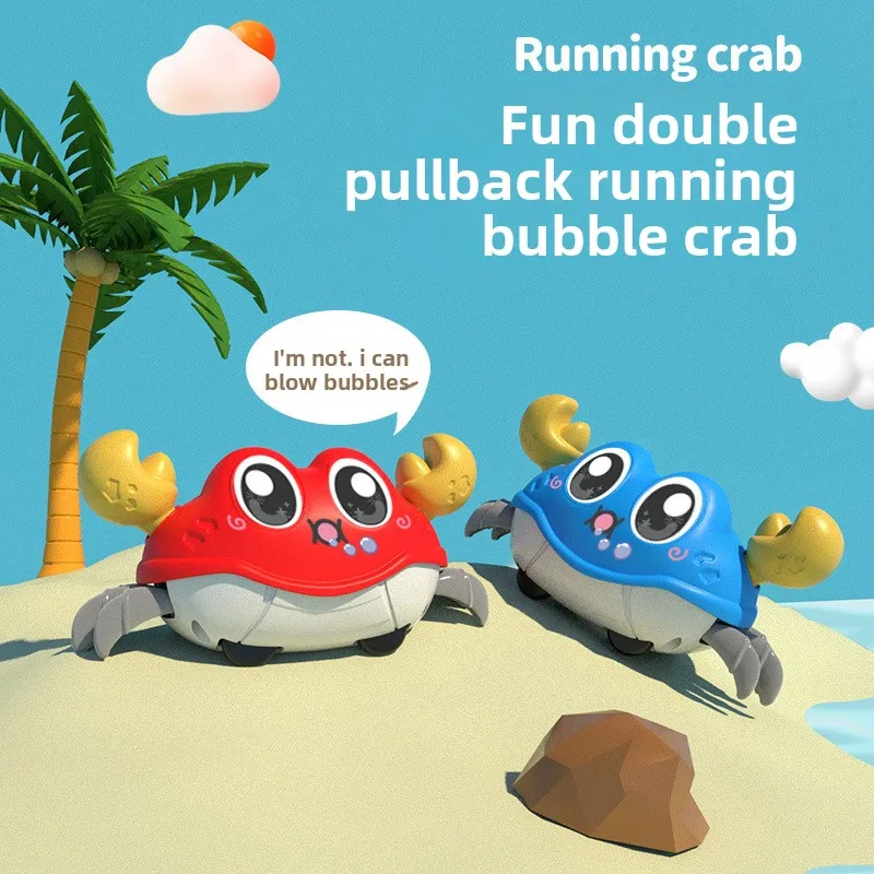 Kids Double Pull-Back Bubble Crab Toy | Cartoon Crawling Bubble Maker | Multi-Color Options | Shatter-Resistant & Battery-Free
