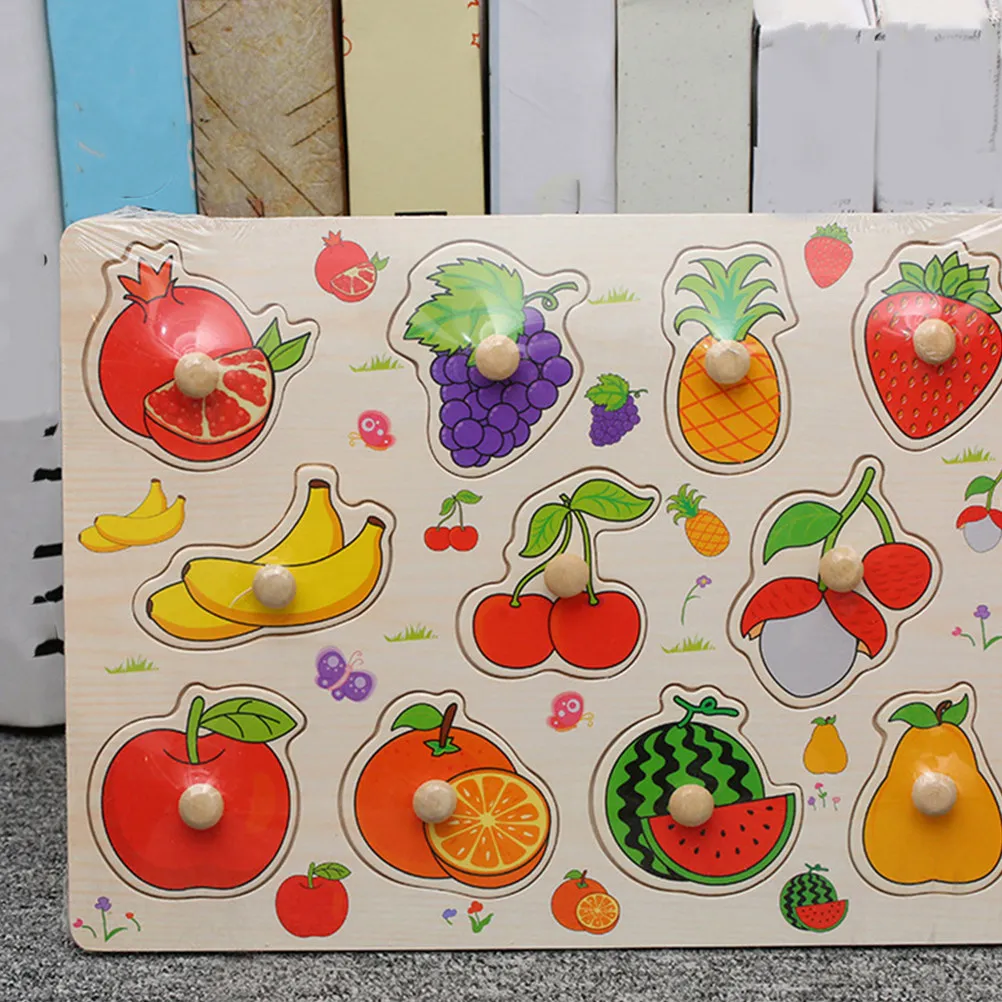 

Набор из 2 деревянных развивающих пазлов Монтессори: Фрукты и Овощи. Обучающая игра-головоломка для малышей.