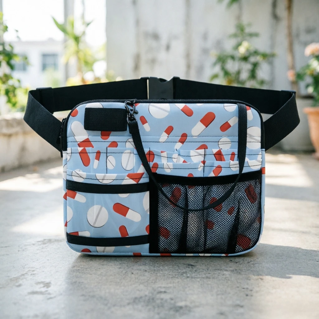 minimalist-medical-print-nurse-fanny-pack-multi-compartment-waist-bag-for-nurses-medical-work-daily-carry