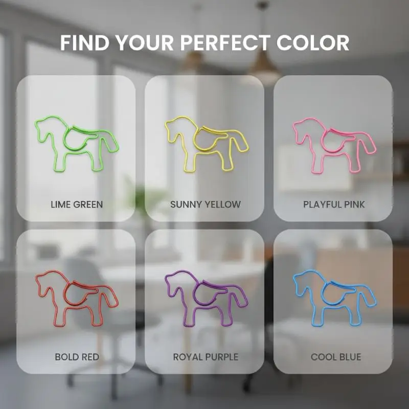 Pony Horse Shaped Paper Clips 20Pcs Colorful Cute Decorative Stationery Clips for School Office Document Organization Binding