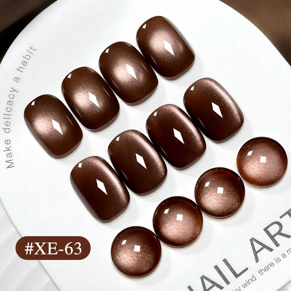 モカブラウンキャットアイパウダーボトル No. 63 超明るいブラウンキャットアイネイルジェルファッション LED サロンキャットアイジェルブリリアントキャットアイ