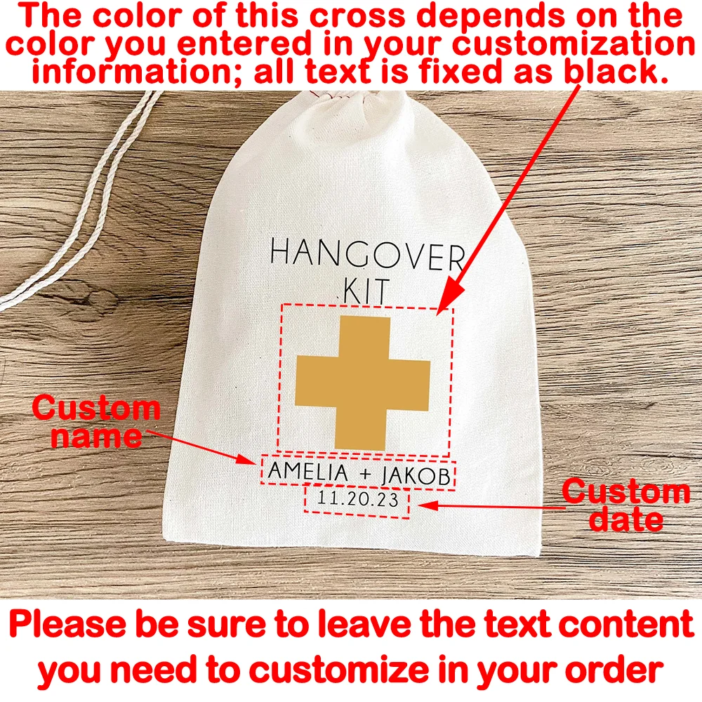 Personalizado 5 pçs kit de ressaca sacos de algodão festa de despedida de solteira favores padrinhos dama de honra lembranças suprimentos de casamento presente pensativo