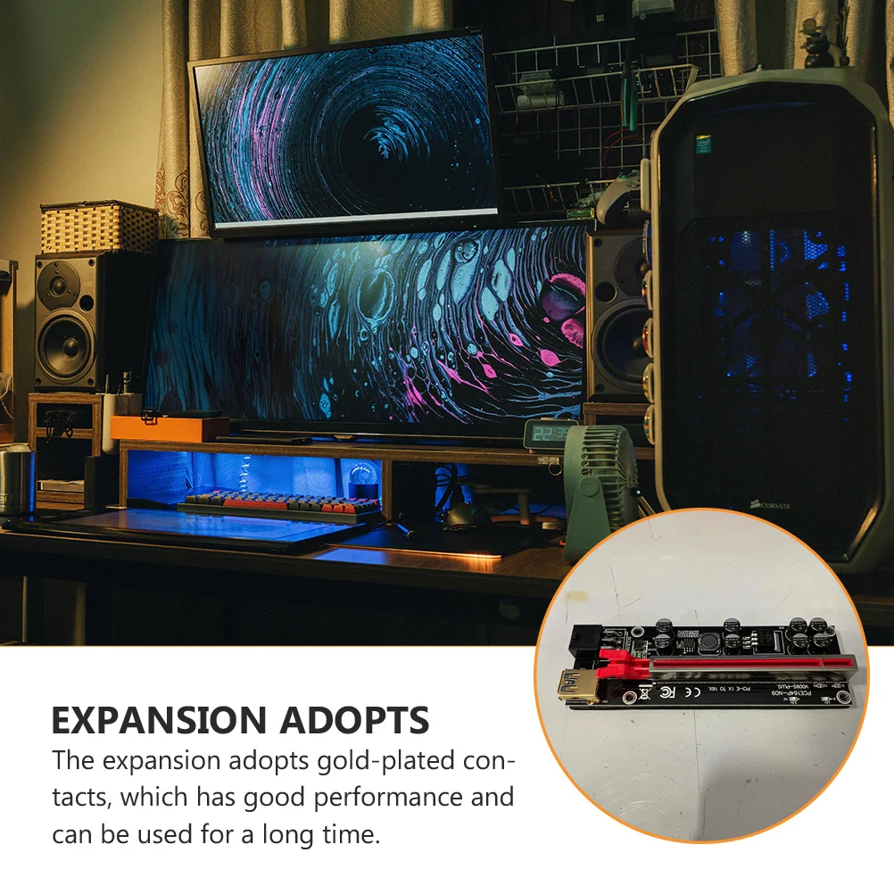 

1Set Pci- Riser Adapter Card 6-Pin Interface GPU Extension Premium Material Stable Power Supply Pci-E 1x to 16x Extender