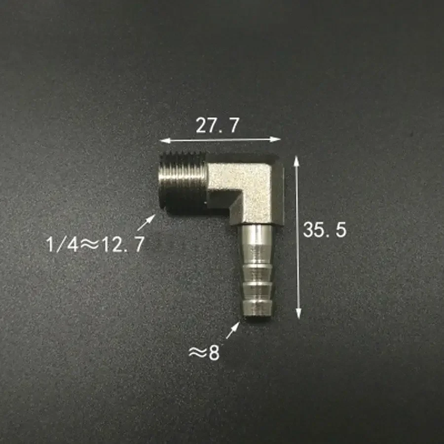 Nickel Plated Brass Pipe Fitting Connector Adaptador, BSP Male Fit, ID Mangueira Cotovelo, DN8, 1/4 ", 8mm