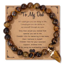 2024 Family Bracelet Natural Stone Bead Bracelet Handmade Bangle Jewelry Gift For Dad Mom Son Uncle Sister Granddaughter Brother