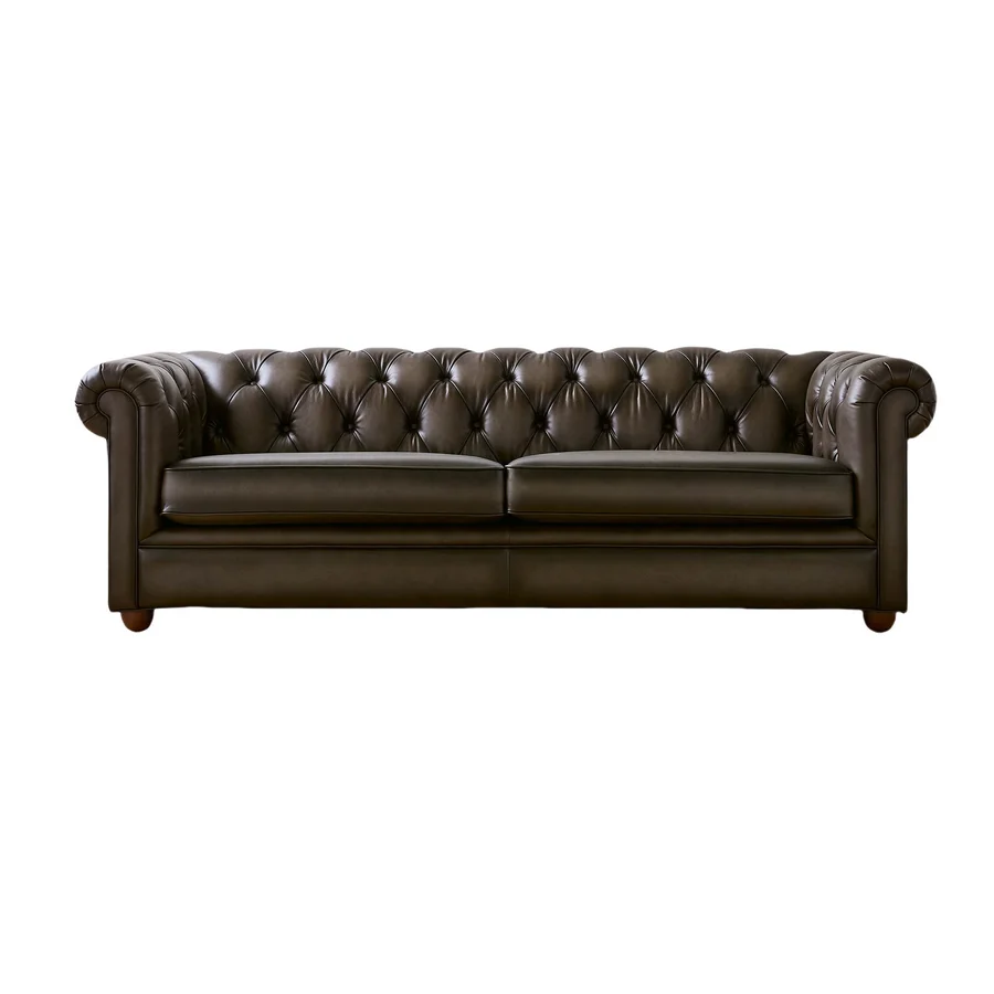 # Sofá Chesterfield Antiguo de 3 Plazas con Brazos Enrollados, Tapizado en Cuero PU, Estilo Vintage, para Dormitorio, Hotel y Eventos de Boda