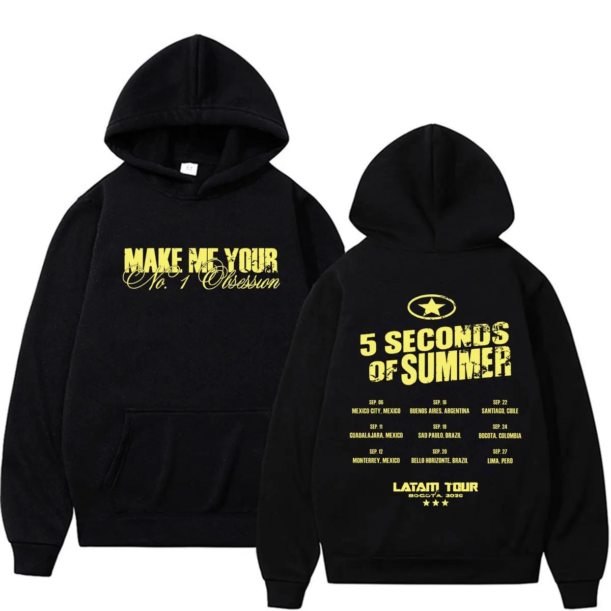 Sudadera con Capucha 5 Seconds of Summer Make Me Your 2026 Latam Tour, Ropa para Hombre, Estilo Vintage Hip Hop, Sudadera Oversize de Manga Larga