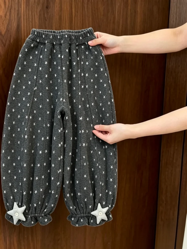 Girls Fashion Loose Pants Autumn Wear 2026 New Children Trendy Printed Five-Pointed Star Casual Lantern Pants