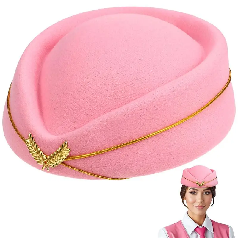 Decorative Women Flight Attendant Woolen Flight Hat Vintage British Stewardess Woolen Flight Hat Woolen Flight Hat For Stage