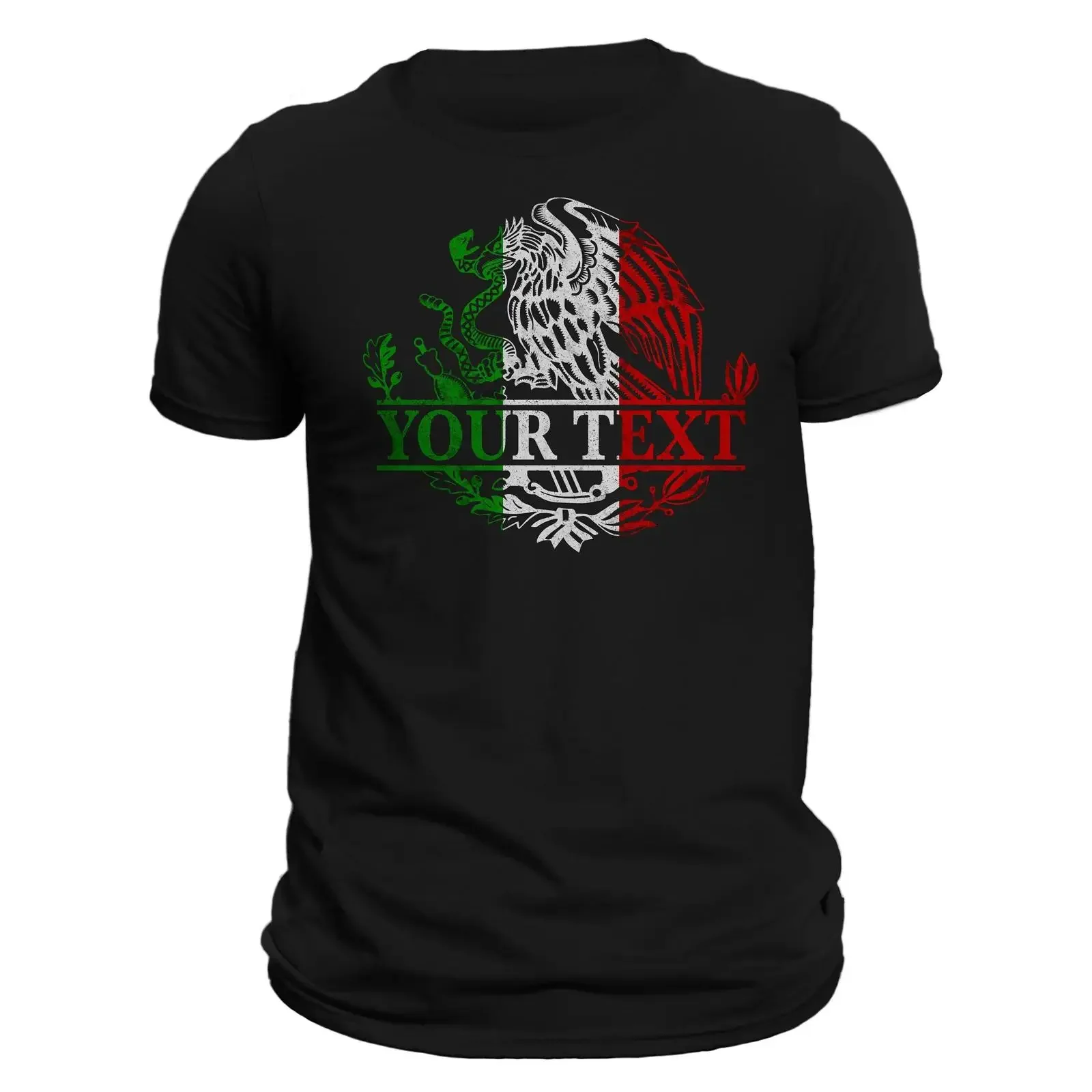 Camiseta Personalizada con Emblema del Águila Mexicana, Playera con Escudo de México, Estilo Vintage Lavado, Ropa de Diseñador
