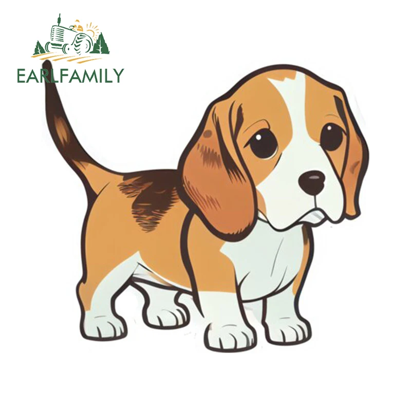 EARLFAMILY 13cm for Adorable Beagle Puppy Dog Car Sticker Creative Caravan Decal Car Door Protector Vinyl Auto Animal Decoration