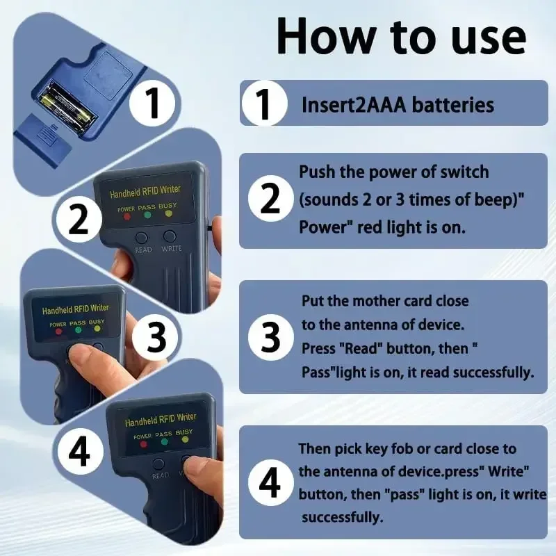 New Portable 125KHz RFID Cloner ID Handheld Key Copier Reader Writer Programmer for Access Control Keyfobs Blank Cards