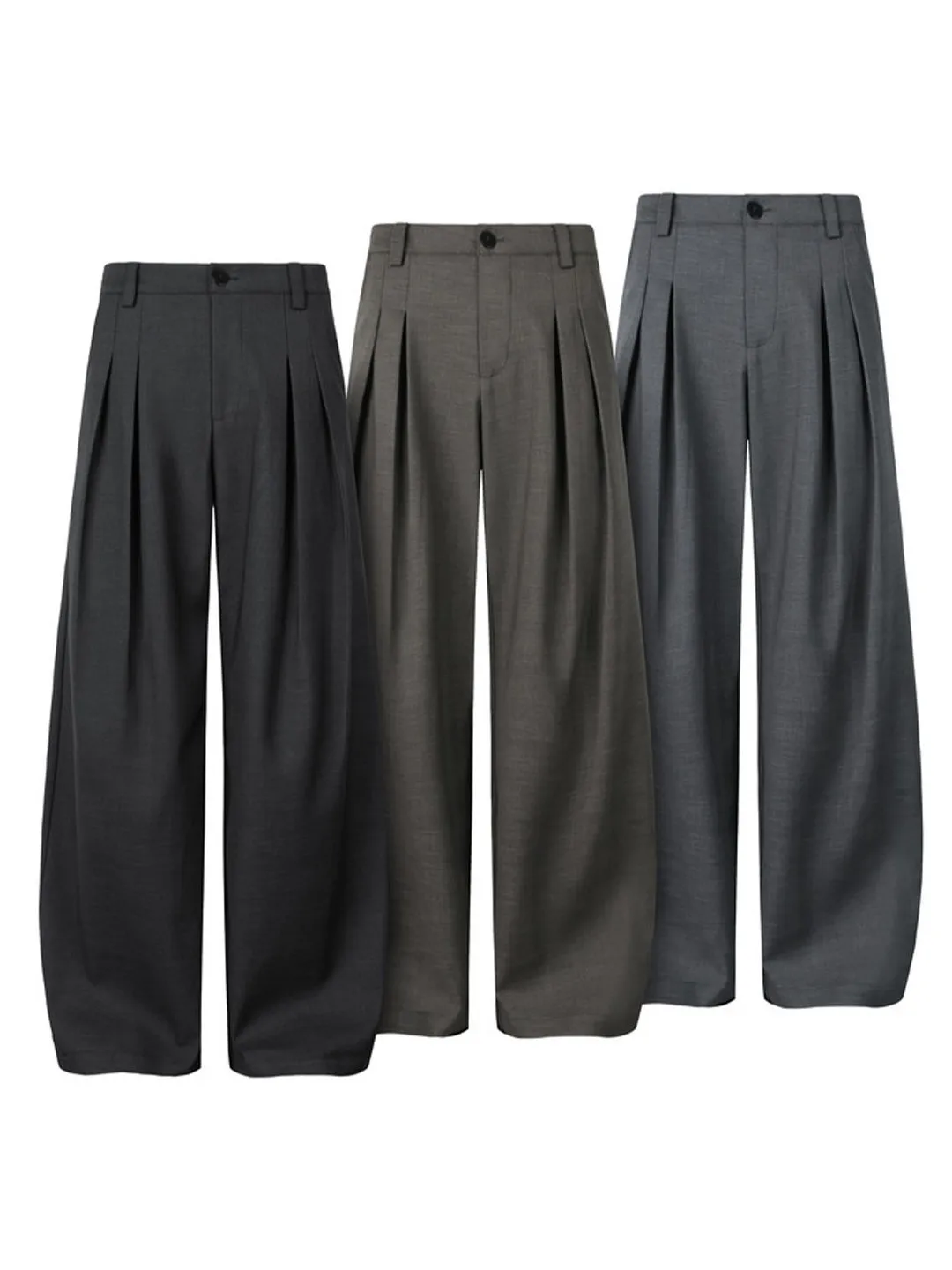 

Double Pleat Design A-Line Loose Wide Leg Men's Casual Pants Spring Autumn CleanFit Commute Versatile Straight Cut Trousers