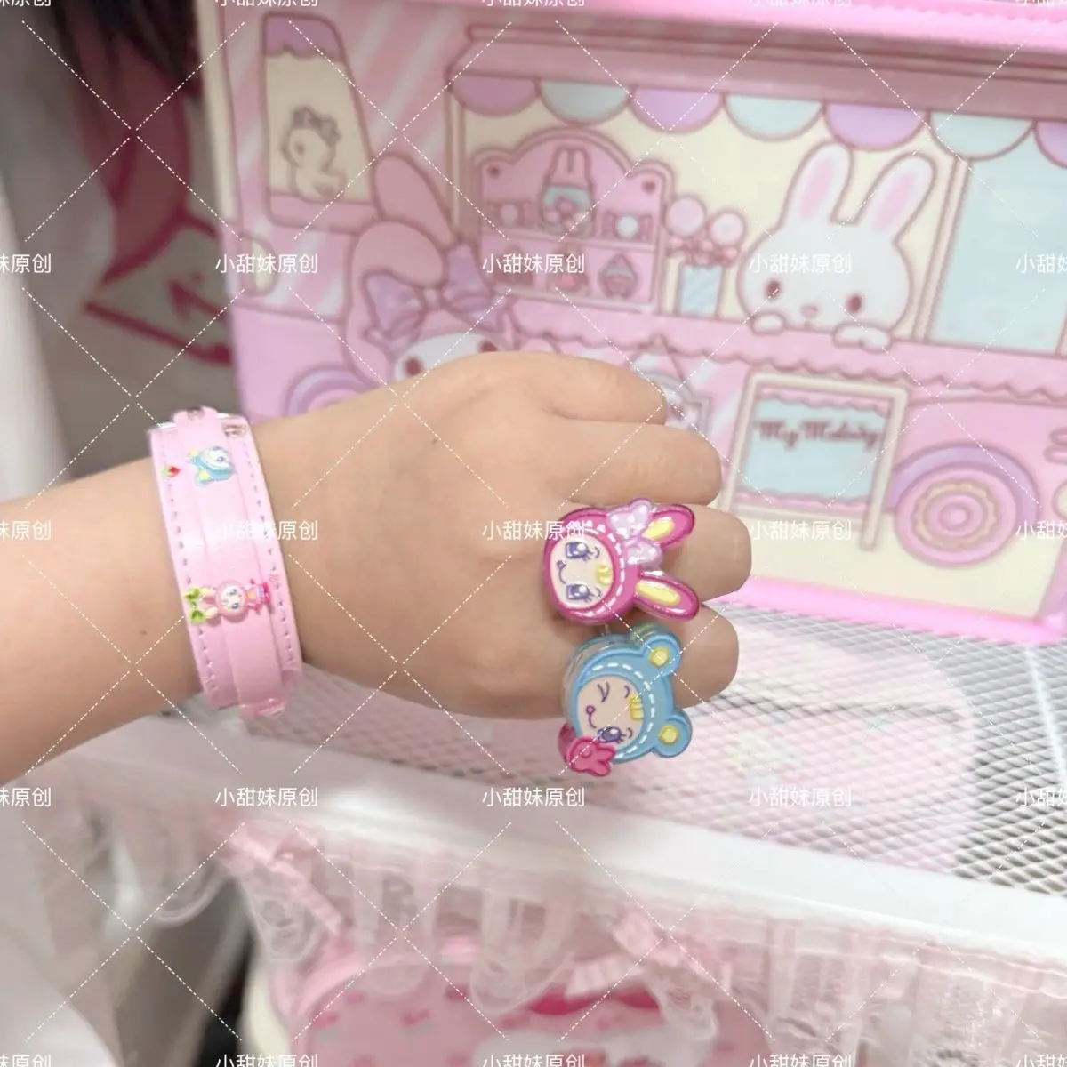 Japanische Original-Cartoon-MP-Ringe, niedliche, süße, weiche Mädchenringe, verstellbar, Foto-Requisiten, Y2K-Accessoire, ein Paar Ringe, Geschenk für Mädchen