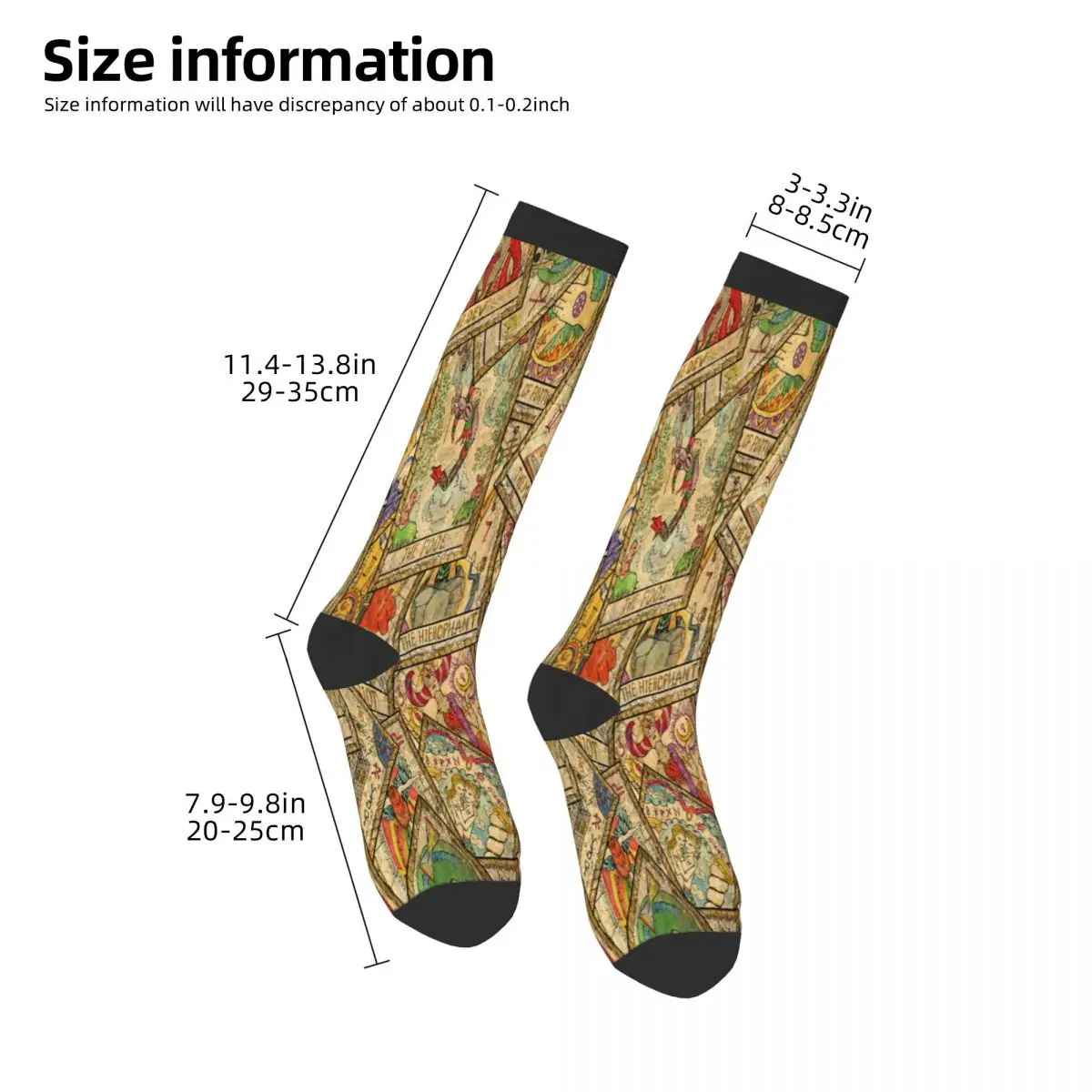 Old Colorful Tarot Cards In Chaotic Layout Unisex High Socks for Men Women Autumn Winter