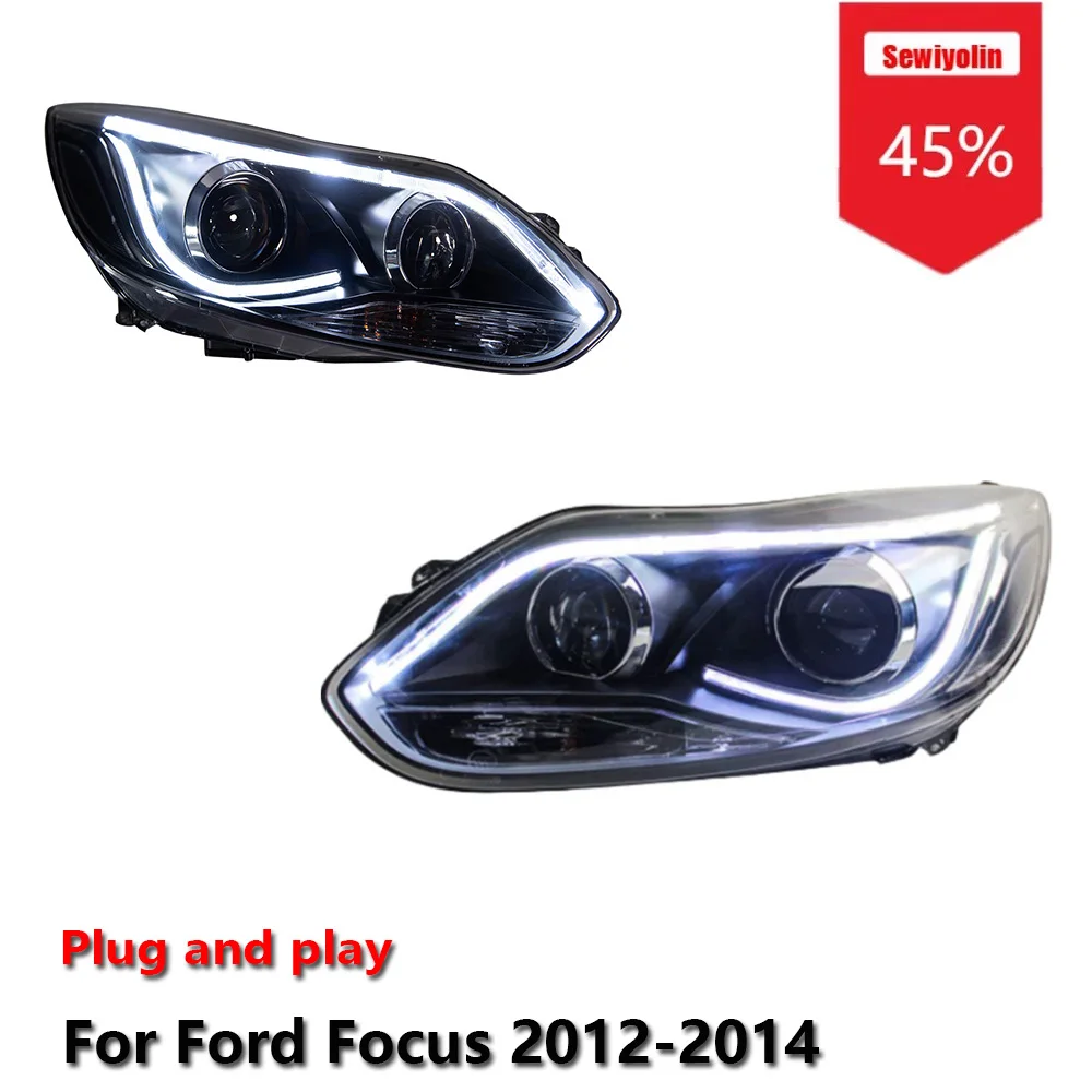 

Sewiyolin Car LED Headlight Accessories For Ford Focus 2012-2014 DRL Brake Turn Signal Lamp Plug and Play