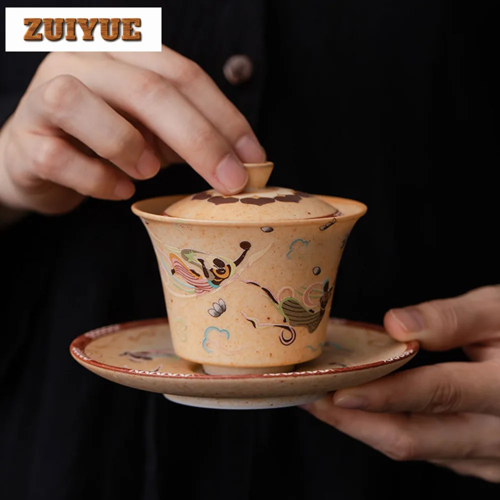 

140 мл Dunhuang Apsaras культурная Gaiwan креативная чайная кружка три таланта Эстетическая чайная чашка чаша украшение для чайной церемонии