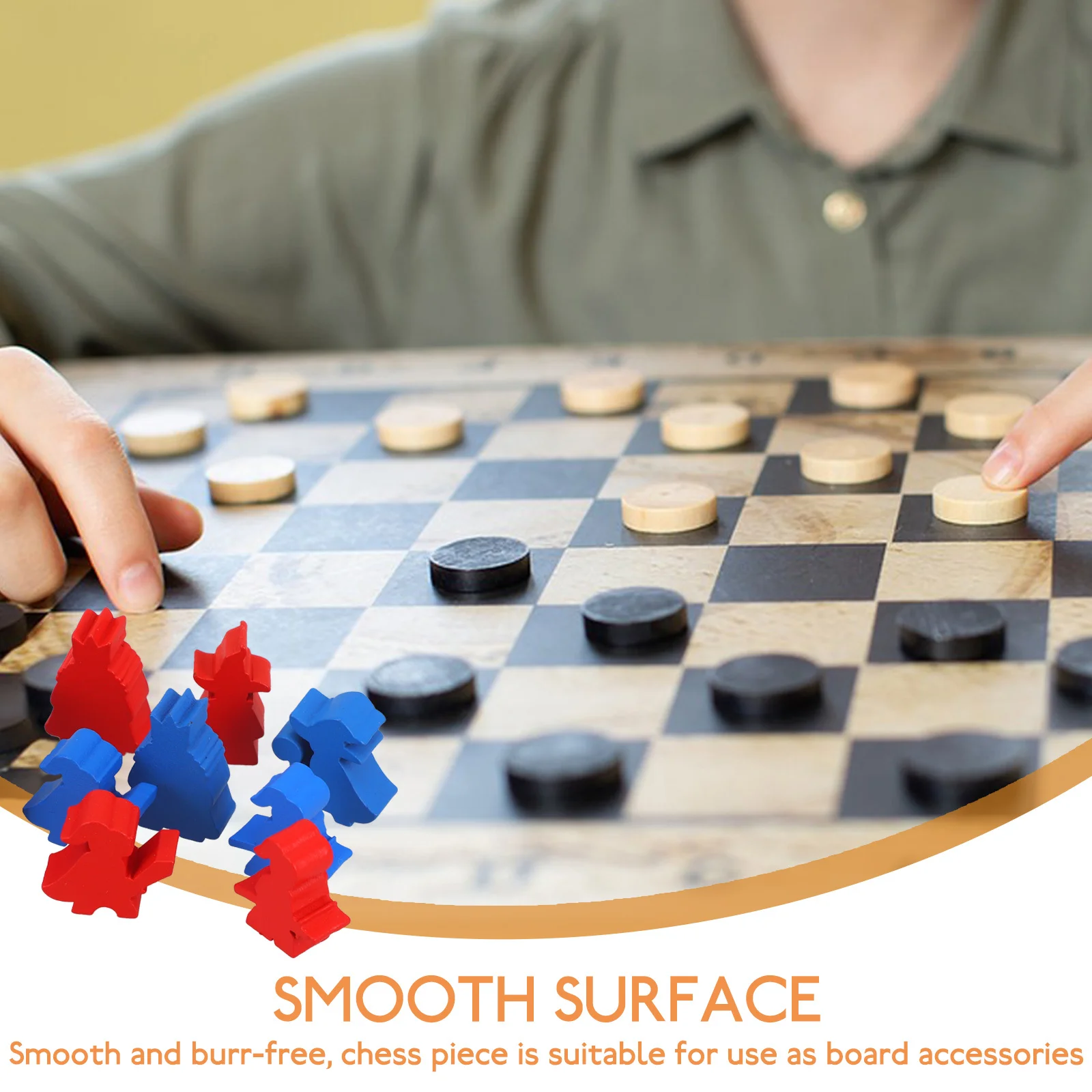 10 قطعة قطع شطرنج خشبية ناعمة لدغ-بيادق لألعاب الطاولة استبدال مكونات ألعاب الطاولة التعليمية