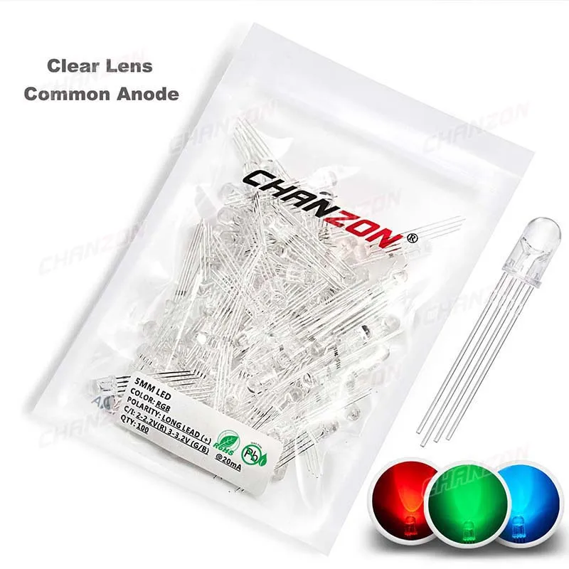 100 Uds 5mm RGB LED diodo emisor Micro indicador Arduino rojo verde azul Multicolor cátodo de ánodo común 3V DIY bombilla de circuito PCB