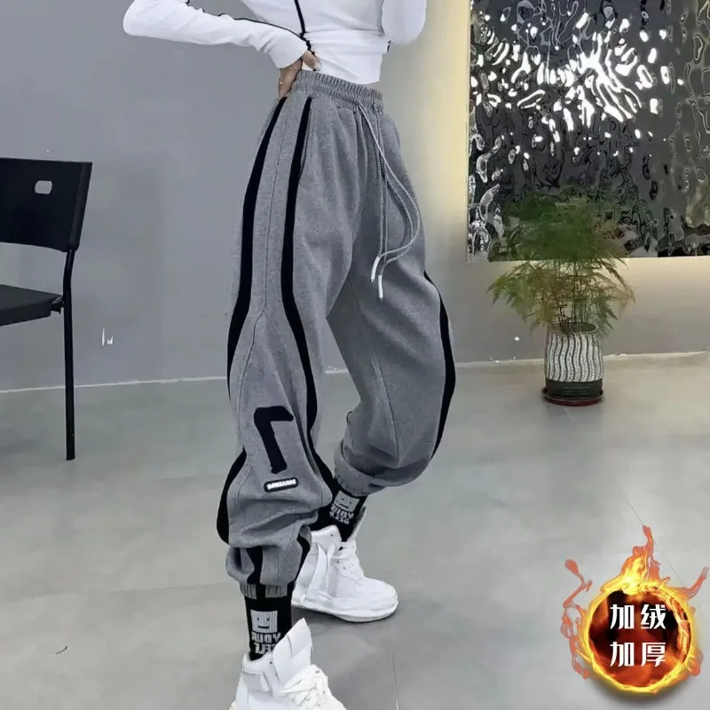 Korean Style Side Stripe Women Pants Black Sweatpants Women Baggy Sports Pants Gray Jogger Female Trousers Y2k Streetwear  Kpop