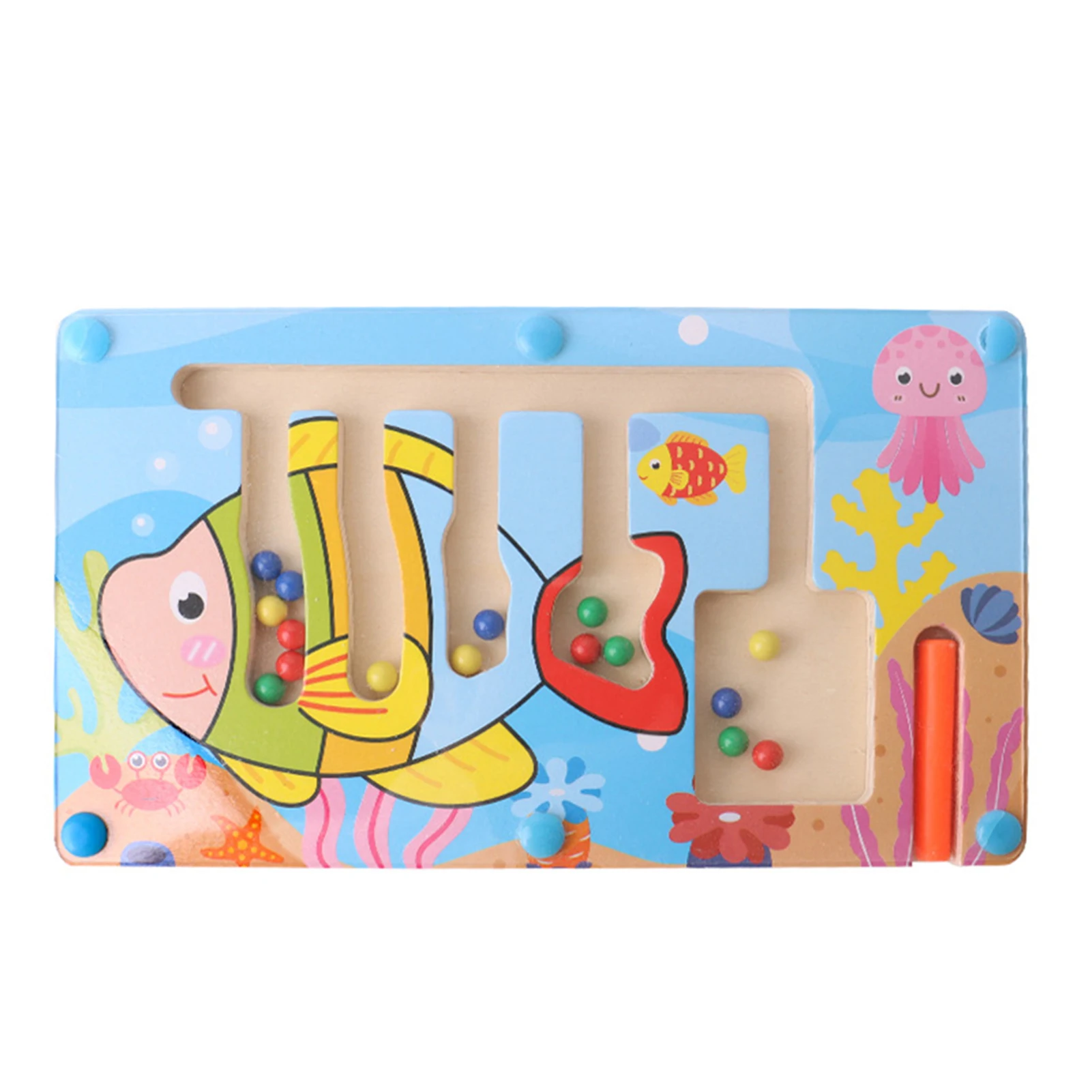 Wooden Magnetic Pen And Ball Maze Puzzle Activity For Kids To Matching Colors