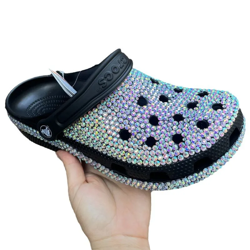 Women Shoes Diamond-encrusted Home Fashion Women's Summer Slippers Fahion New Pearl Shoes Handmade Hole Shoes