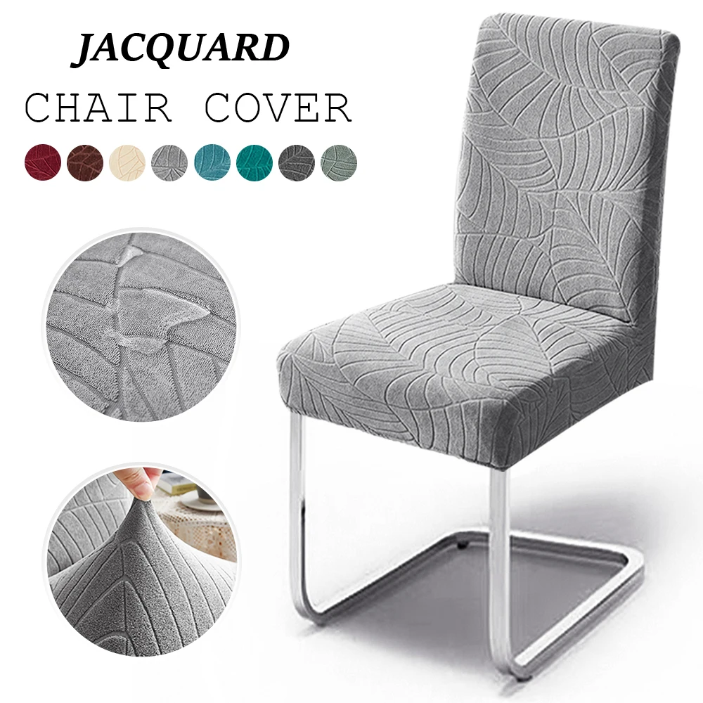 Jacquard Waterproof Chair Cover Solid Color Chair Seat Slipcover Spandex Chair Protector Kitchen Dining Room Home Restaurant 1PC