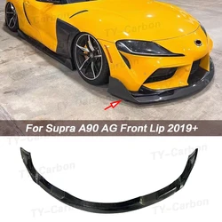 Real Carbon Fiber AG Car Front Bumper Lip Spoiler Splitters Bumper Guard for Toyota Supra GR A90 MK5 Coupe 2019-2024 Front Lip