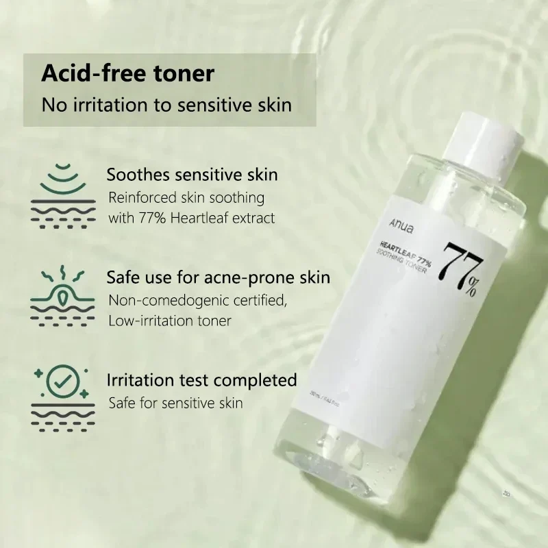 Anua Heartleaf (Centella) 77%  Soothing Toner for Face Oil Control Acne Remover Pore Minimizer Whitening Set Anua Korea Skincare