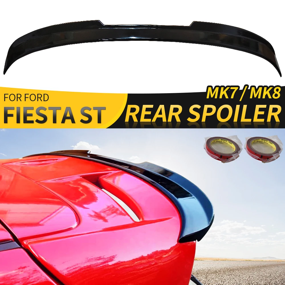 For Ford Fiesta ST MK7 MK7.5 MK8 Spoiler Rear Wing Tail Small Extension Cap Sticker ABS Car Styling Accessories 2009-2018-2022