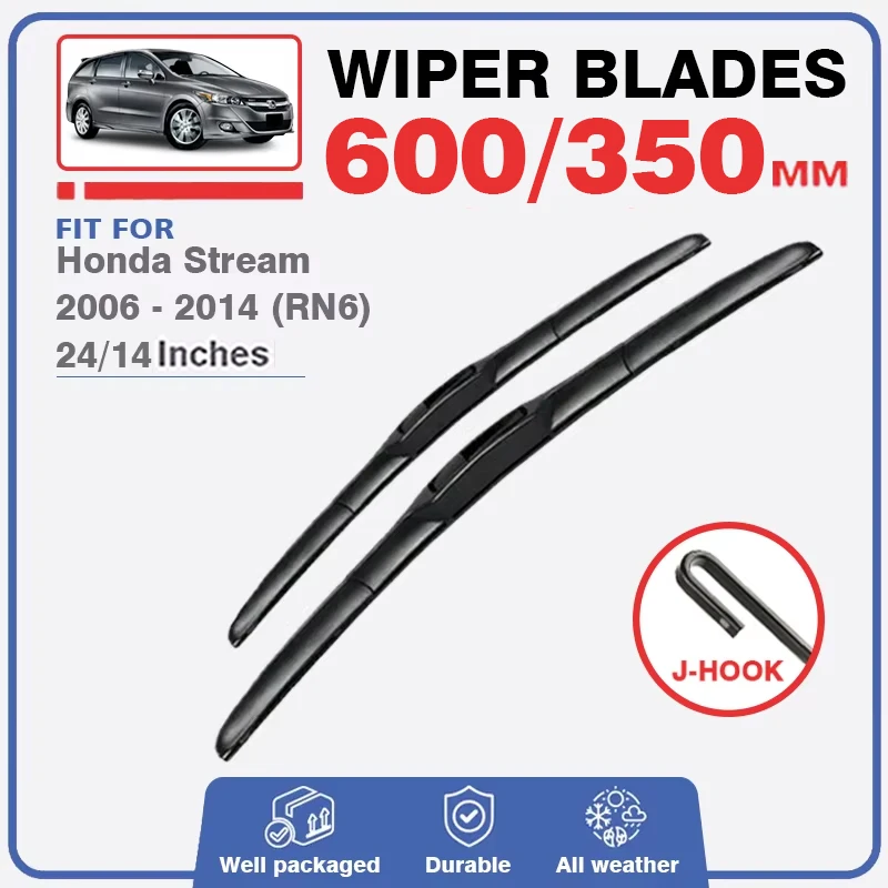 For Honda Stream 2006 - 2014 RN6 Front Rear Wiper Blades Windshield Windscreen Car Accessories Refill Repair Rubber 2007 2008