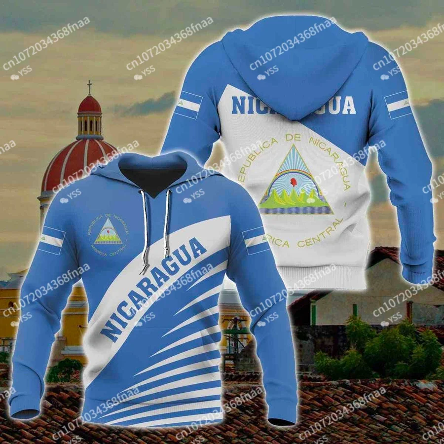 

NICARAGUA FLAG Men's Hoodie 3D Printed Hoodie Sweatshirt Men's Pullover Hooded Sweatshirt Custom Name