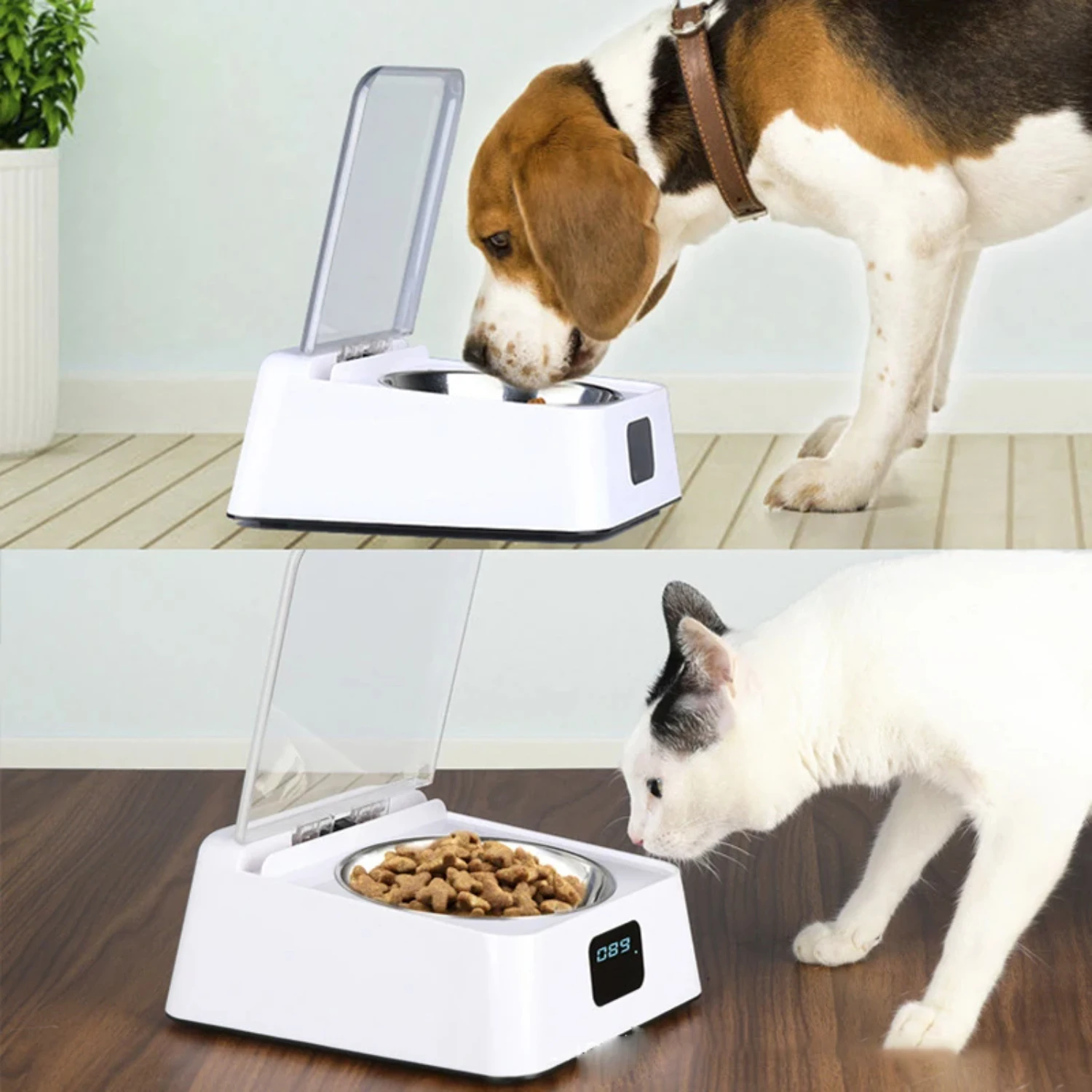 

Automatic Pet Feeder Bowl Infrared Sensor Auto Open Cover Intelligent Feeder Anti-mouse Moisture-proof Dog Cat Food Dispenser