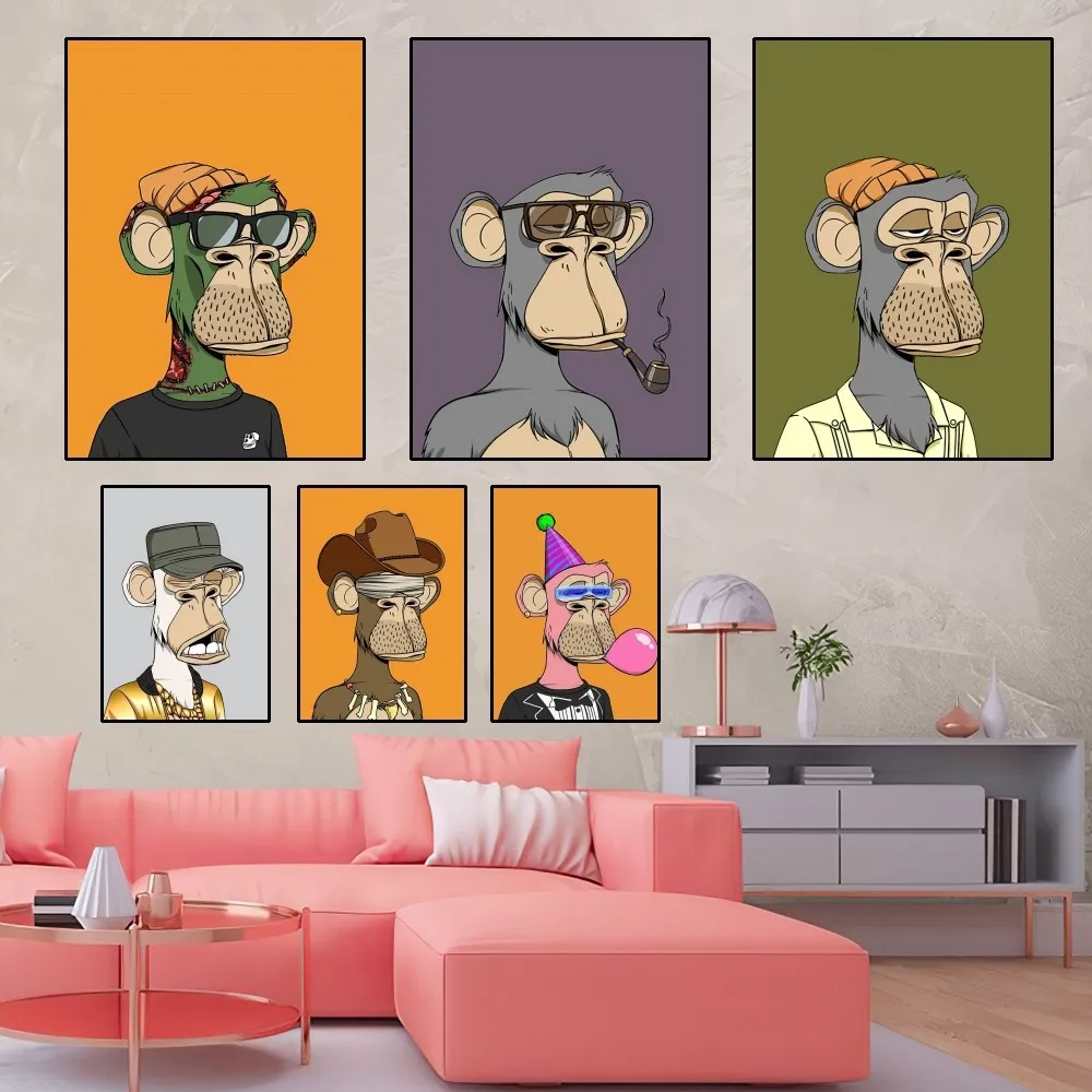 Creative Cartoon Monkey Bored Ape Poster Home Room Decor Livingroom Bedroom Aesthetic Art Wall Painting Stickers