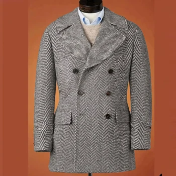 Men's Casual Blazer Herringbone Slim Fit Single Breasted Stylish Comfortable Jacket Men's Coat Double Breasted Blazer Men's Suit 3