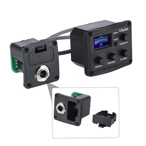 SISTEMA DE SINTONIZADOR DE ecualizador EQ de 3 bandas con pastilla de pantalla LCD, Ukelele, Uke Piezo Pickup Preamp