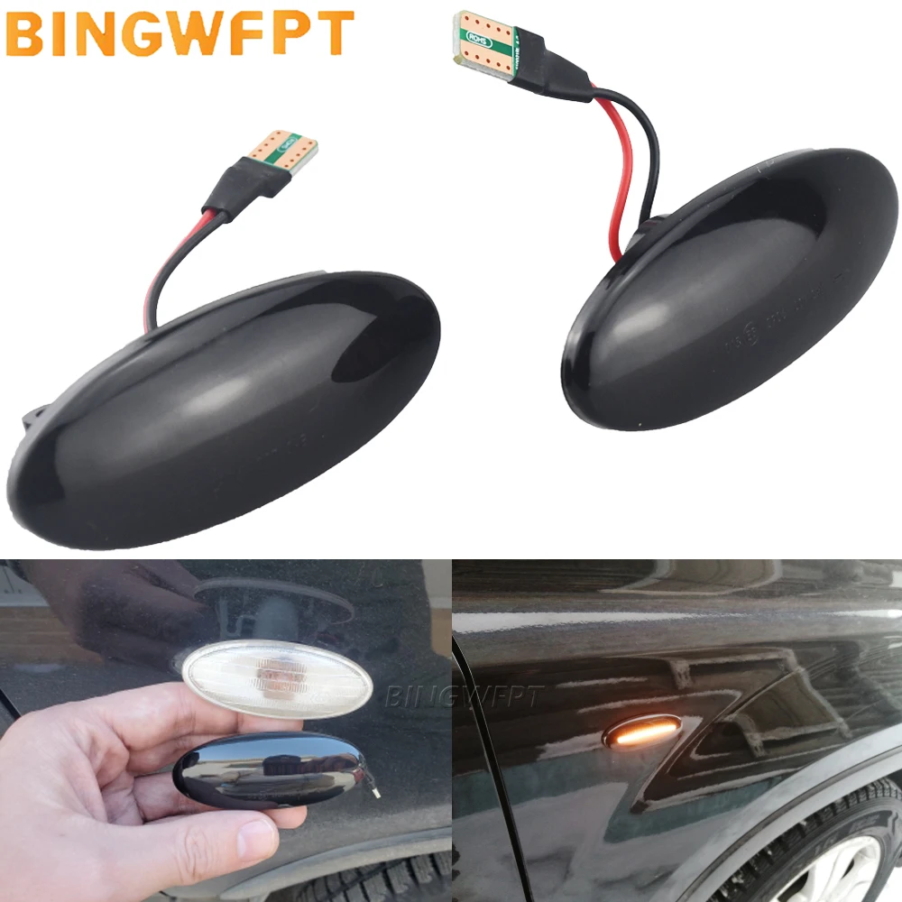 Luces de posición laterales, luz LED de intermitente dinámica para Nissan Qashqai J10 x-trail T31 Cube Juke Leaf Micra K13 Note E11 NV200, 2 uds.