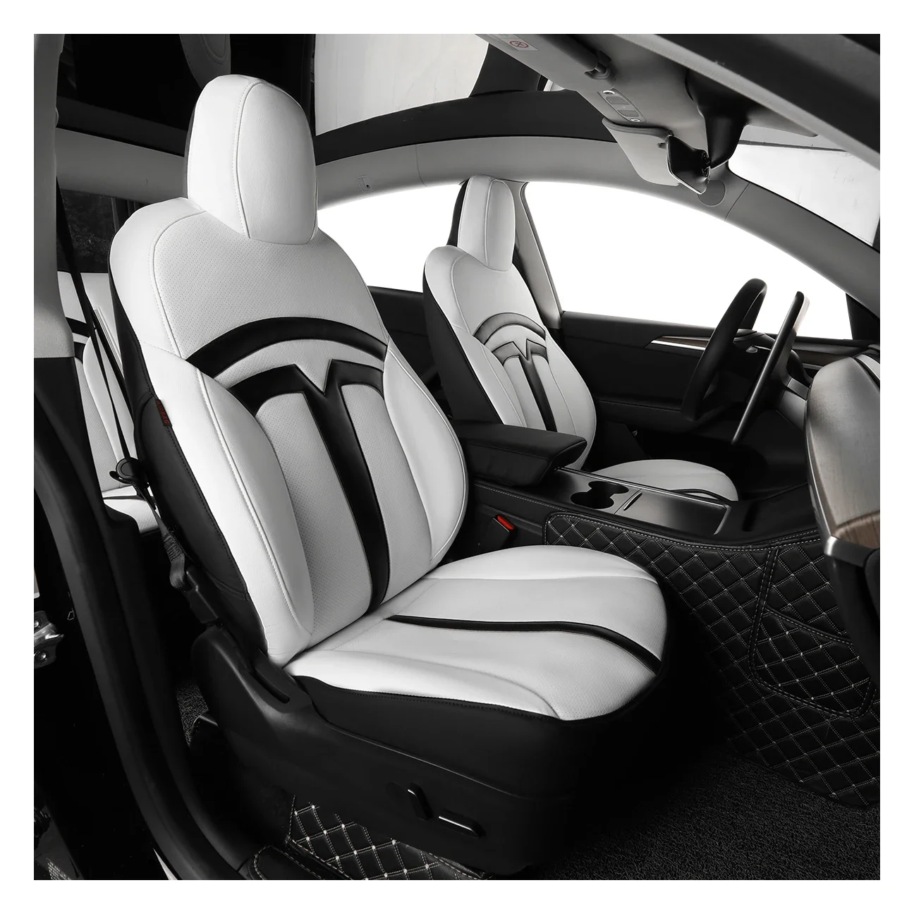 Nappa Leather Sports-Style Car Seat Cover Custom Size Luxury Design Tesla Model 3 Model Y Model X S Cybertruck-Perfect Fitting