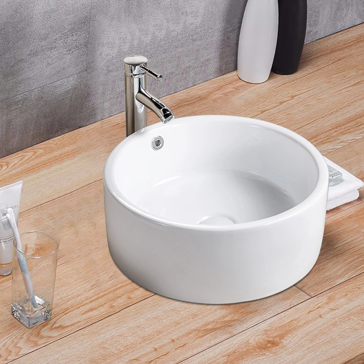 

Stylish and Elegant Vessel Bathroom Sink Basin in White Ceramic