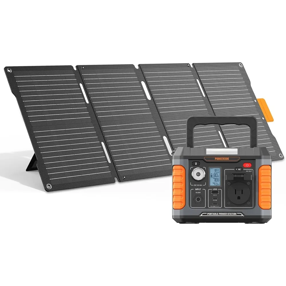 Solar Generator, 300W Portable Power Station with 60W Solar Panel, for Camping, Emergency Backup.16